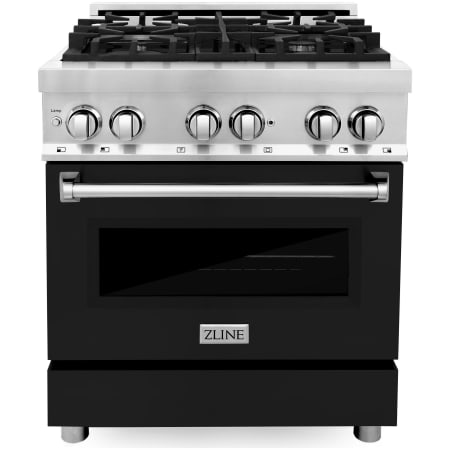 ZLINE Legacy 30 Inch Wide 4 Cu. Ft. Free Standing Dual Fuel Range with Black Matte Door and Italian-Made Sealed Burners Stainless Steel / Black Matte