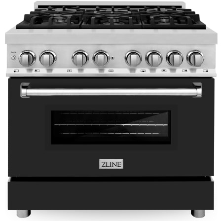 ZLINE Legacy 36 Inch Wide 4.6 Cu. Ft. Free Standing Dual Fuel Range with Black Matte Door and Italian-Made Sealed Burners Stainless Steel / Black Matte