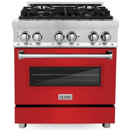 ZLINE Legacy 30 Inch Wide 4 Cu. Ft. Free Standing Dual Fuel Range with Italian-Made Sealed Burners and Red Matte Door Stainless Steel / Red Matte