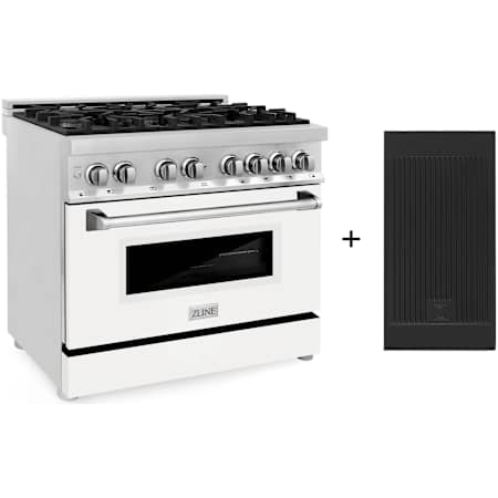 ZLINE Legacy 36 Inch Wide 4.6 Cu. Ft. Free Standing Dual Fuel Range with Griddle and White Matte Door Stainless Steel / White Matte