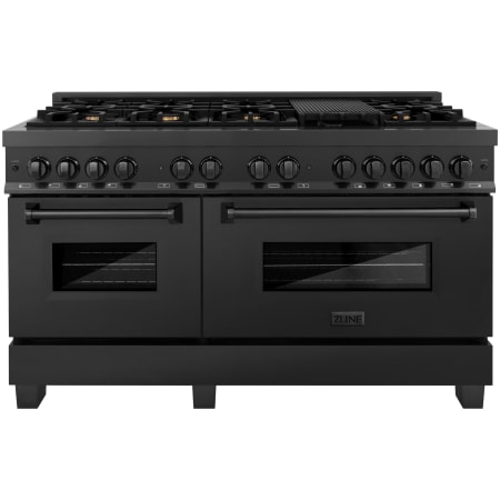 ZLINE Legacy 60 Inch Wide 7.4 Cu. Ft. Free Standing Dual Fuel Range with Brass Burners, Griddle, and StayPut Doors Black Stainless Steel