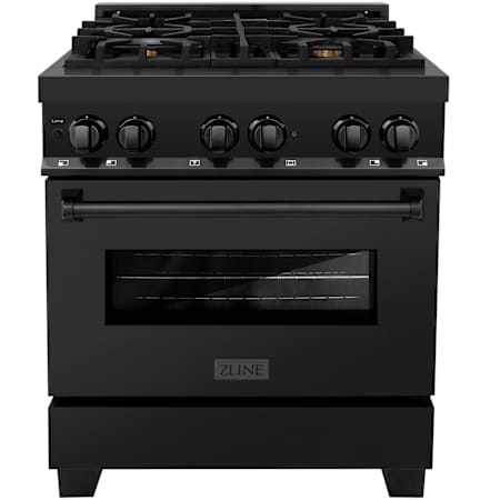 ZLINE Legacy 30 Inch Wide 4 Cu. Ft. Free Standing Dual Fuel Range with Brass Burners and StayPut Door Black Stainless Steel