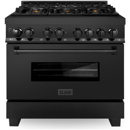 ZLINE Legacy 36 Inch Wide 4.6 Cu. Ft. Free Standing Dual Fuel Range with Brass Burners and StayPut Door Black Stainless Steel