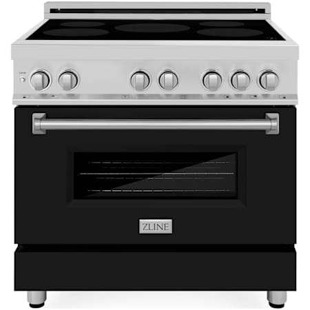 ZLINE Legacy 36 Inch Wide 4.6 Cu. Ft. Free Standing Induction Range with Black Matte Door and LED Knob Indicators Stainless Steel / Black Matte