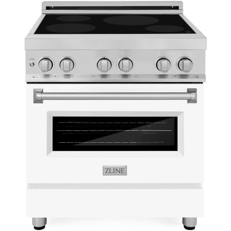 ZLINE Legacy 30 Inch Wide 4 Cu. Ft. Free Standing Induction Range with LED Knob Indicators and White Matte Door Stainless Steel / White Matte