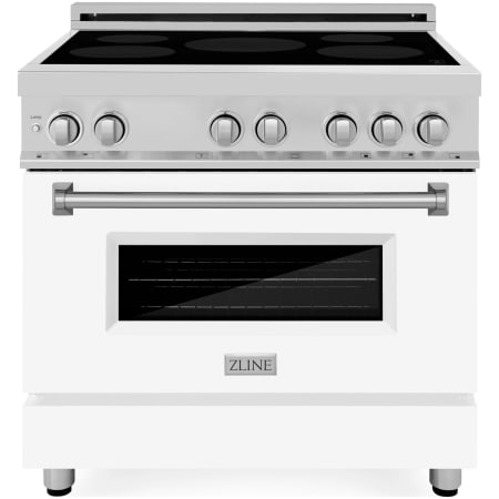 ZLINE Legacy 36 Inch Wide 4.6 Cu. Ft. Free Standing Induction Range with LED Knob Indicators and White Matte Door Stainless Steel / White Matte