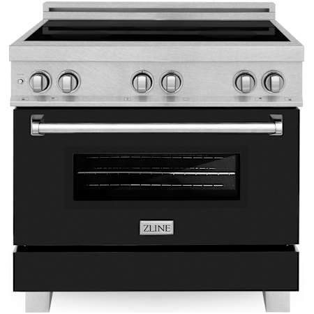 ZLINE Legacy 36 Inch Wide 4.6 Cu. Ft. Free Standing Fingerprint Resistant Induction Range with Black Matte Door and LED Knob Indicators Stainless Steel / Black Matte