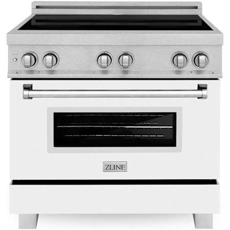ZLINE Legacy 36 Inch Wide 4.6 Cu. Ft. Free Standing Fingerprint Resistant Induction Range with LED Knob Indicators and White Matte Door Stainless Steel / White Matte