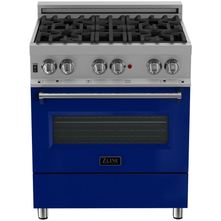 ZLINE Legacy 30 Inch Wide 4 Cu. Ft. Free Standing Fingerprint Resistant Dual Fuel Range with Blue Gloss Door and Italian-Made Sealed Burners Stainless Steel / Blue Gloss