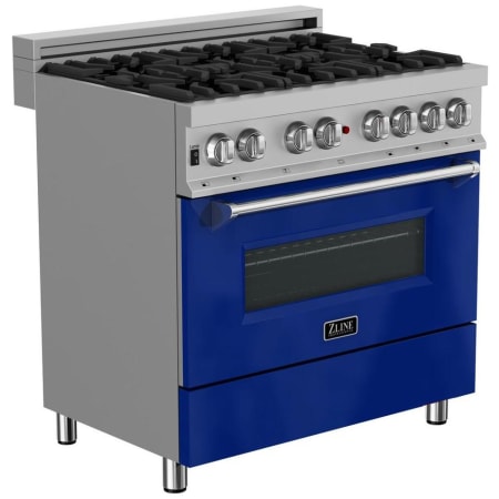 ZLINE Legacy 36 Inch Wide 4.6 Cu. Ft. Free Standing Fingerprint Resistant Dual Fuel Range with Blue Gloss Door and Italian-Made Sealed Burners Stainless Steel / Blue Gloss