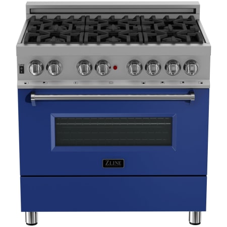 ZLINE Legacy 36 Inch Wide 4.6 Cu. Ft. Free Standing Fingerprint Resistant Dual Fuel Range with Blue Matte Door and Italian-Made Sealed Burners Stainless Steel / Blue Matte