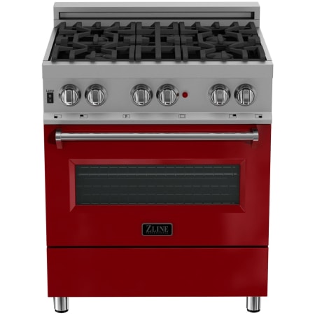 ZLINE Legacy 36 Inch Wide 4.6 Cu. Ft. Free Standing Fingerprint Resistant Dual Fuel Range with Italian-Made Sealed Burners and Red Gloss Door Stainless Steel / Red Gloss