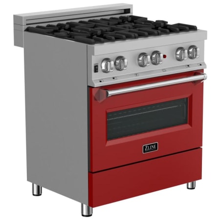ZLINE Legacy 30 Inch Wide 4 Cu. Ft. Free Standing Fingerprint Resistant Dual Fuel Range with Italian-Made Sealed Burners and Red Matte Door Stainless Steel / Red Matte