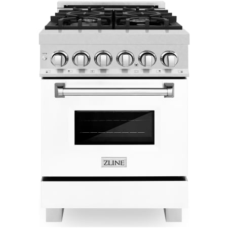 ZLINE Legacy 24 Inch Wide 2.8 Cu. Ft. Free Standing Fingerprint Resistant Dual Fuel Range with Italian-Made Sealed Burners and White Matte Door Stainless Steel / White Matte
