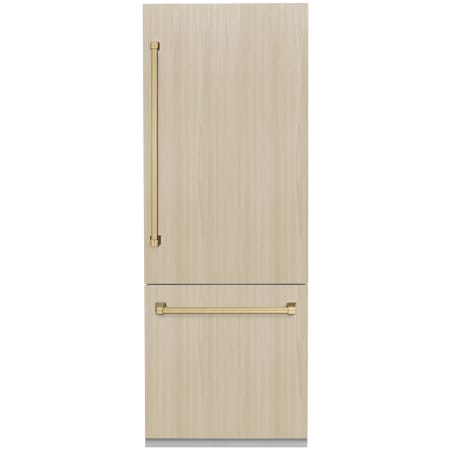 ZLINE Autograph Edition 30 Inch Wide 16.1 Cu. Ft. Energy Star Certified Panel Ready Bottom Freezer Refrigerator with Champagne Bronze Handles Panel Ready / Champagne Bronze