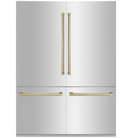ZLINE Autograph Edition 60 Inch Wide 32.2 Cu. Ft. Energy Star Certified Four Door / French Door Refrigerator with Internal Water and Ice Maker Stainless Steel / Champagne Bronze