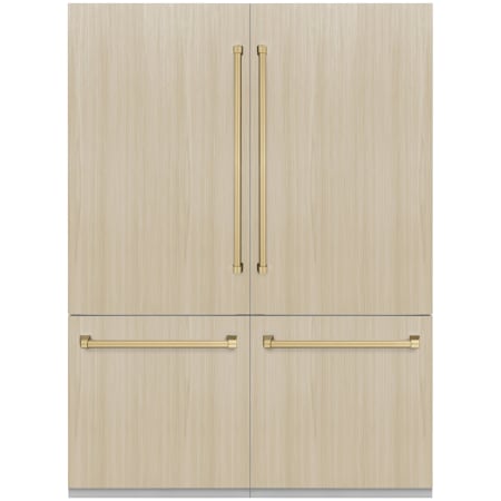 ZLINE Autograph Edition 60 Inch Wide 32.2 Cu. Ft. Energy Star Certified Panel Ready Four Door Refrigerator with Champagne Bronze Handles and Water Dispenser Panel Ready / Champagne Bronze