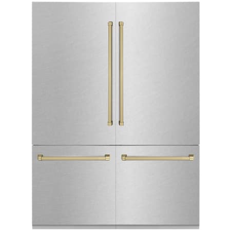 ZLINE Autograph Edition 60 Inch Wide 32.2 Cu. Ft. Energy Star Certified Fingerprint Resistant Four Door Refrigerator with Champagne Bronze Handles Fingerprint Resistant Stainless Steel / Champagne Bronze