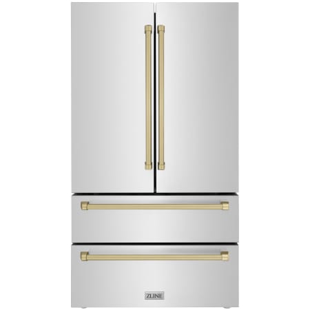 ZLINE Autograph Edition 36 Inch Wide 22.5 Cu. Ft. Energy Star Certified Fingerprint Resistant French Door Refrigerator with Ice Maker and Rapid Chill Stainless Steel / Champagne Bronze