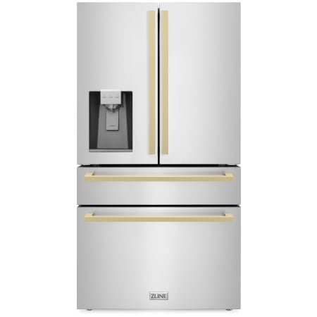 ZLINE Autograph Edition 36 Inch Wide 21.6 Cu. Ft. Energy Star Certified French Door Refrigerator in Stainless Steel with Champagne Bronze Square Handles Stainless Steel / Champagne Bronze