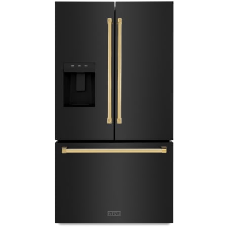 ZLINE Autograph Edition 36 Inch Wide 28.9 Cu. Ft. Energy Star Certified French Door Refrigerator in Black Stainless Steel with Polished Gold Handles Black Stainless Steel / Polished Gold