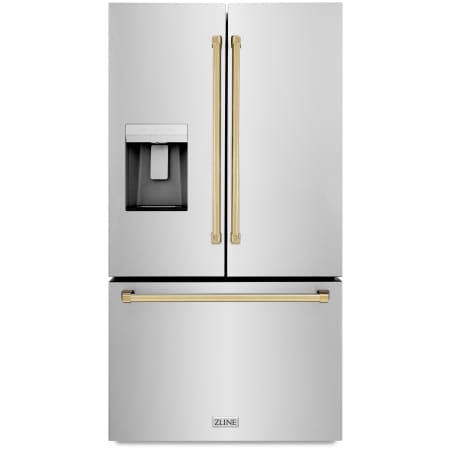 ZLINE Autograph Edition 36 Inch Wide 28.9 Cu. Ft. Energy Star Certified French Door Refrigerator in Stainless Steel with Polished Gold Handles Stainless Steel / Polished Gold