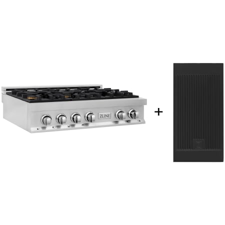 ZLINE 36 Inch Wide 6 Burner Natural Gas Rangetop with Griddle and Sealed Burners Stainless Steel