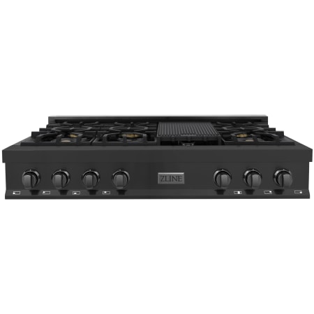 ZLINE 48 Inch Wide 7 Burner Natural Gas Rangetop with Brass Burners and Griddle Black Stainless Steel