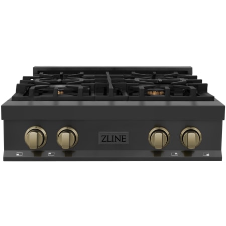 ZLINE Autograph Edition 30 Inch Wide 4 Burner Natural Gas Rangetop with Italian-Made Sealed Burners and Champagne Bronze Knobs Black Stainless Steel / Champagne Bronze
