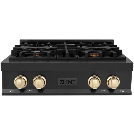 ZLINE Autograph Edition 30 Inch Wide 4 Burner Natural Gas Rangetop with Italian-Made Sealed Burners and Gold Knobs Black Stainless Steel / Gold