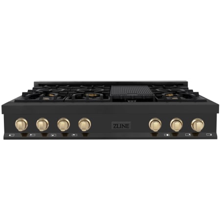 ZLINE Autograph Edition 48 Inch Wide 7 Burner Natural Gas Rangetop with Griddle and Gold Knobs Black Stainless Steel / Gold