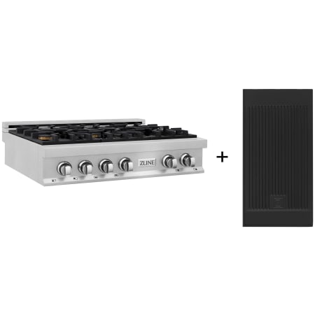 ZLINE 36 Inch Wide 6 Burner Natural Gas Rangetop with Griddle and CSA Certified Fingerprint Resistant Stainless Steel