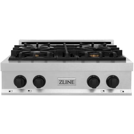 ZLINE Autograph Edition 30 Inch Wide 4 Burner Fingerprint Resistant Natural Gas Rangetop with Italian-Made Sealed Burners and Matte Black Knobs Fingerprint Resistant Stainless Steel / Matte Black