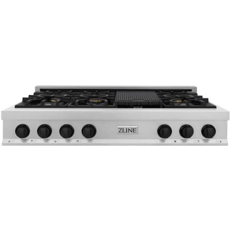 ZLINE Autograph Edition 48 Inch Wide 7 Burner Fingerprint Resistant Natural Gas Rangetop with Griddle and Matte Black Knobs Fingerprint Resistant Stainless Steel / Matte Black