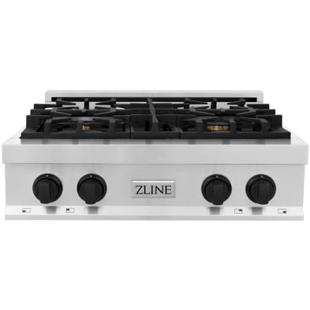 ZLINE Autograph Edition 30 Inch Wide 4 Burner Natural Gas Rangetop with Italian-Made Sealed Burners and Matte Black Knobs Stainless Steel / Matte Black