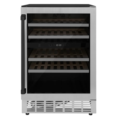 ZLINE Autograph Edition 24 Inch Wide 44 Bottle Capacity Built-In / Free Standing Wine Cooler with Reversible Door and 2 Cooling Zones Matte Black