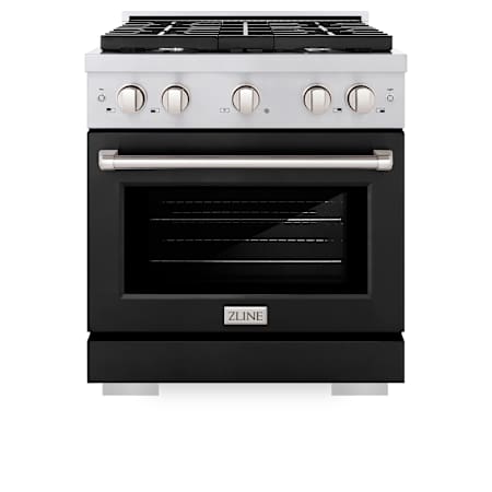 ZLINE 30 Inch Wide 4.2 Cu. Ft. Free Standing Dual Fuel Range with Fast Preheating Stainless Steel / Black Matte