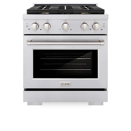 ZLINE 30 Inch Wide 4.2 Cu. Ft. Free Standing Dual Fuel Range with Brass Burners and Dual Function Burner Stainless Steel