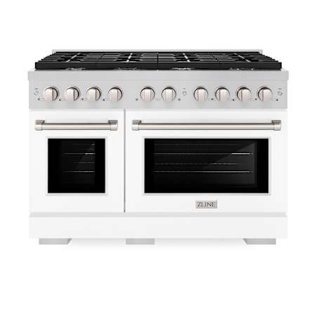 ZLINE 47.875 Inch Wide 6.7 Cu. Ft. Free Standing Dual Fuel Range with Fast Preheating and White Matte Door Stainless Steel / White Matte