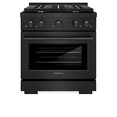 ZLINE 30 Inch Wide 4.2 Cu. Ft. Free Standing Dual Fuel Range with Italian-Made Auto-Reignition Burners Black Stainless Steel