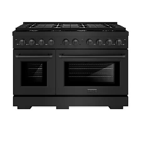 ZLINE 47.875 Inch Wide 6.7 Cu. Ft. Free Standing Dual Fuel Range with Dual Function Burners Black Stainless Steel