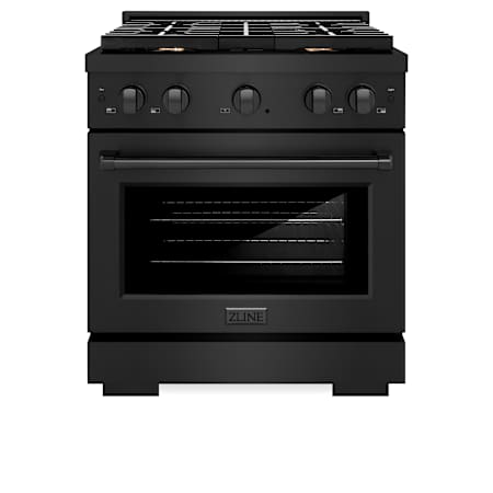 ZLINE 30 Inch Wide 4.2 Cu. Ft. Free Standing Dual Fuel Range with Auto-Reignition Brass Burners Black Stainless Steel