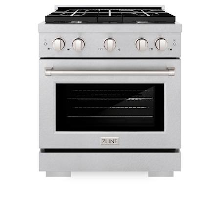 ZLINE 30 Inch Wide 4.2 Cu. Ft. Free Standing Fingerprint Resistant Dual Fuel Range with Dual Function Burner DuraSnow Stainless Steel
