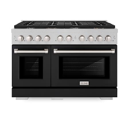 ZLINE 47.875 Inch Wide 6.7 Cu. Ft. Free Standing Fingerprint Resistant Dual Fuel Range with Fast Preheating Durasnow Stainless Steel / Black Matte