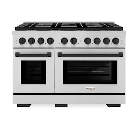 ZLINE 47.875 Inch Wide 6.7 Cu. Ft. Free Standing Dual Fuel Range with Fast Preheating and Matte Black Accents Stainless Steel