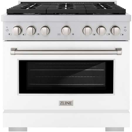 ZLINE Paramount 36 Inch Wide 5.2 Cu. Ft. Free Standing Gas Range with White Matte Door and Italian-Made Sealed Burners Stainless Steel / White Matte