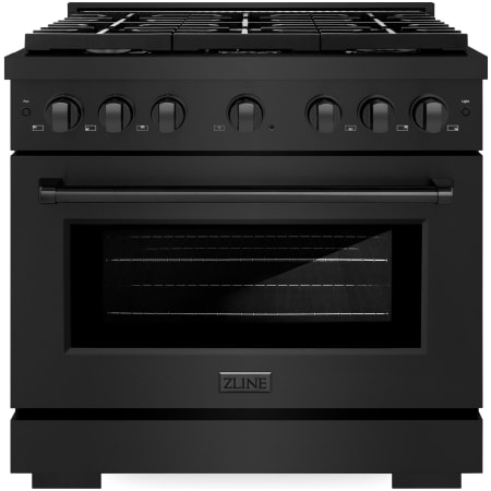 ZLINE Paramount 36 Inch Wide 5.2 Cu. Ft. Free Standing Gas Range with Brass Burners and StayPut Door Black Stainless Steel