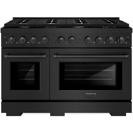 ZLINE Paramount 48 Inch Wide 6.7 Cu. Ft. Free Standing Gas Range with Brass Burners and StayPut Doors Black Stainless Steel