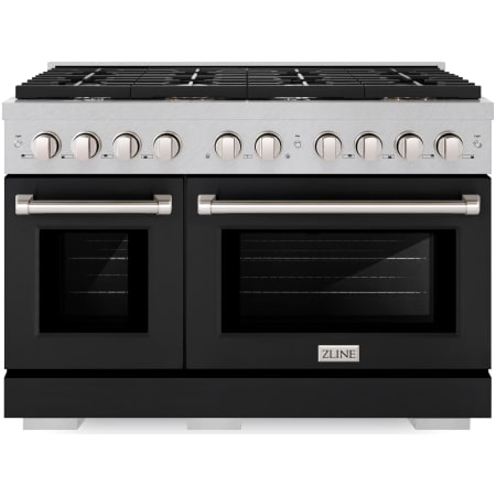 ZLINE Paramount 48 Inch Wide 6.7 Cu. Ft. Free Standing Fingerprint Resistant Gas Range with Black Matte Door and Italian-Made Sealed Burners Stainless Steel / Black Matte