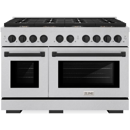 ZLINE Autograph Edition 48 Inch Wide 6.7 Cu. Ft. Free Standing Fingerprint Resistant Gas Range with Matte Black Accents and Italian-Made Sealed Burners Stainless Steel